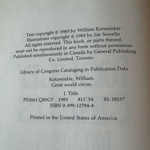 VINTAGE 1983 Great World Circus by William Kotzwinkle Hardcover Book - Picture 10 of 14